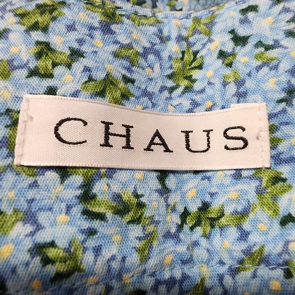 CHAUS Size 6 Pool Blue Ditsy Floral A-line Cotton Stretch Casual Skirt - Picture 8 of 10